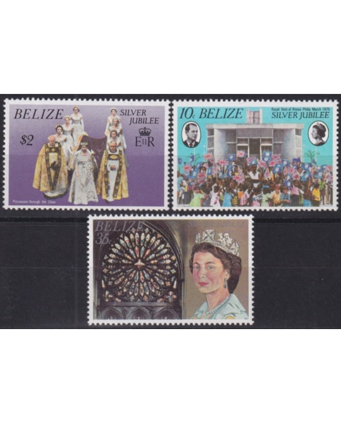 F-EX49603 BELIZE UK ENGLAND MNH 1977 ROYAL FAMILY SILVER JUBILEE CORONATION.