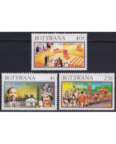 F-EX49617 BOTSWANA UK ENGLAND MNH 1977 ROYAL FAMILY SILVER JUBILEE CORONATION.