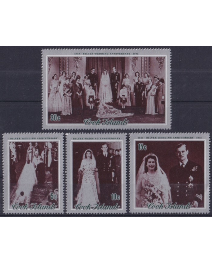 F-EX50049 COOK UK ENGLAND MNH 1972 ROYAL FAMILY SILVER WEDDING.