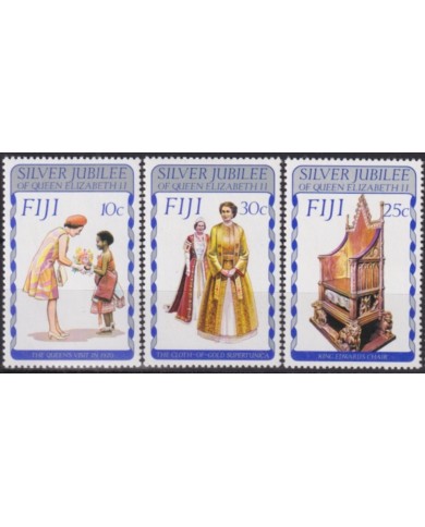 F-EX49608 FIJI UK ENGLAND MNH 1977 ROYAL FAMILY SILVER JUBILEE CORONATION.