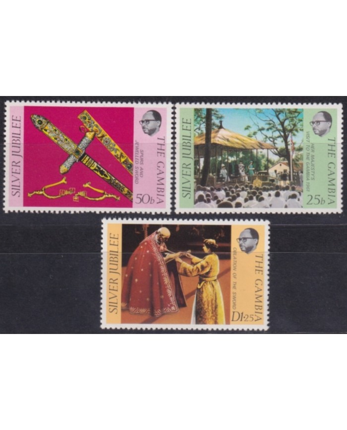 F-EX49587 GAMBIA UK ENGLAND MNH 1977 ROYAL FAMILY SILVER JUBILEE CORONATION.