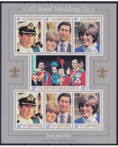F-EX50242 GUERNSEY UK ENGLAND MNH 1981 ROYAL WEDDING LADY DIANA.