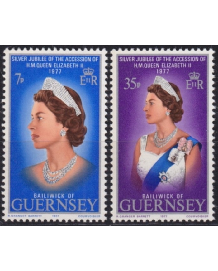 F-EX49596 GUERNSEY UK ENGLAND MNH 1977 ROYAL SILVER JUBILEE CORONATION.