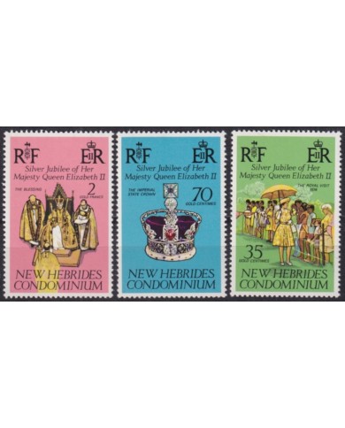 F-EX49599 NEW HEBRIDES (EN) UK ENGLAND MNH 1977 ROYAL SILVER JUBILEE CORONATION.