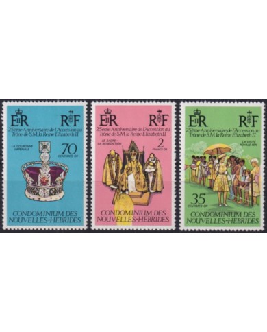F-EX49623 NEW HEBRIDES (FR) UK ENGLAND MNH 1977 ROYAL SILVER JUBILEE CORONATION.