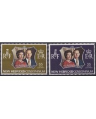 F-EX48373 NEW HEBRIDES (RF) UK ENGLAND MNH 1977 ROYAL SILVER WEDDING.