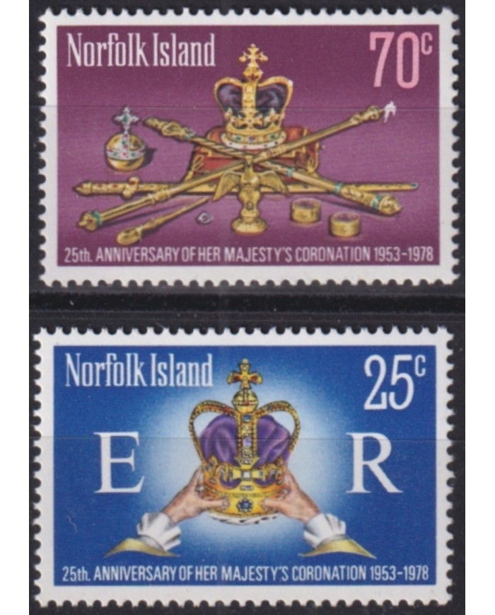 F-EX49605 NORFOLK UK ENGLAND MNH 1977 ROYAL SILVER JUBILEE CORONATION.