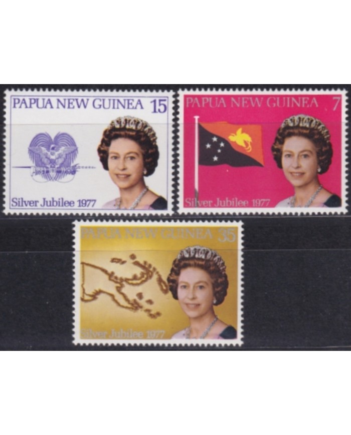 F-EX49592 PAPUA NEW GUINEA UK ENGLAND MNH 1977 ROYAL SILVER WEDDING.