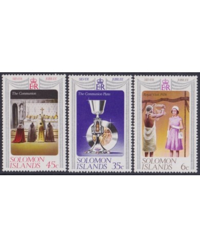 F-EX49575 SOLOMON IS UK ENGLAND MNH 1977 ROYAL SILVER JUBILEE CORONATION.