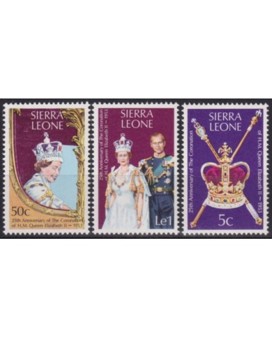 F-EX49604 SIERRA LEONE UK ENGLAND MNH 1977 ROYAL SILVER JUBILEE CORONATION.