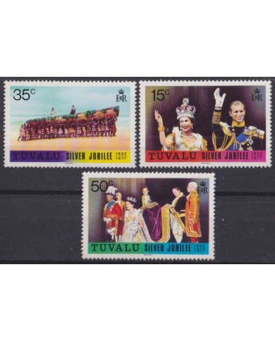 F-EX46903 TUVALU UK ENGLAND MNH 1977 ROYAL SILVER JUBILEE CORONATION.