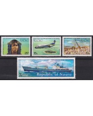 F-EX52445 NAURU MNH 1974 175th ANNIV FIRST CONTACT SHIP AIRPLANE INDIGENOUS.