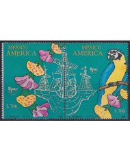 F-EX52440 MEXICO MNH 1990 DISCOVERY BIRD PARROT SHIP CARAVELA.