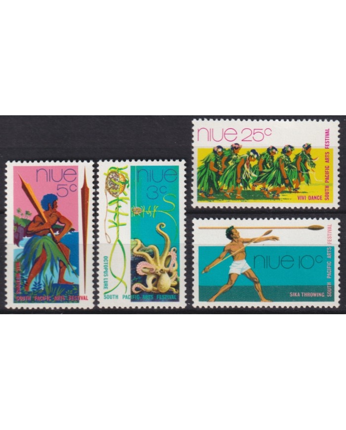 F-EX52450 NIUE MNH 1972 SOUTH PACIFIC ART FESTIVAL OCTOPUS DANCE ARMS.