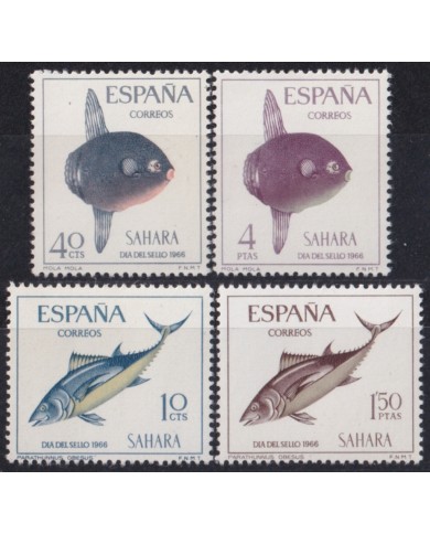 F-EX52524 SAHARA MNH 1966 NATURE CONSERVATION STAMPS DAY FAUNA MOON FISH.