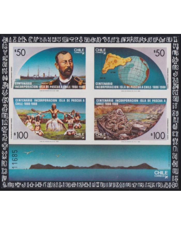 F-EX52551 CHILE MNH 1988 CENT INCORPORATION OF PASCUA ARCHEOLOGY SHIP.
