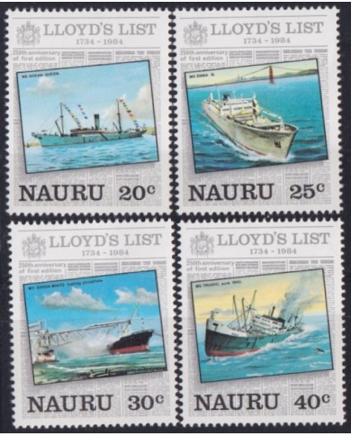 F-EX52549 NAURU MNH 1984 LLOYD LIST SHIP INSURANCE.