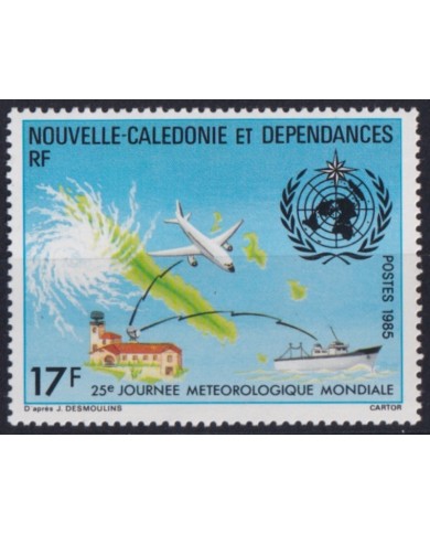 F-EX52550 NEW CALEDONIE MNH 1985 25 CONGRESS METEOLOGICAL SHIP AIRPLANE AVION.