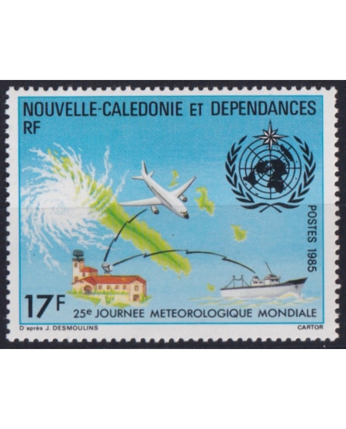 F-EX52550 NEW CALEDONIE MNH 1985 25 CONGRESS METEOLOGICAL SHIP AIRPLANE AVION.
