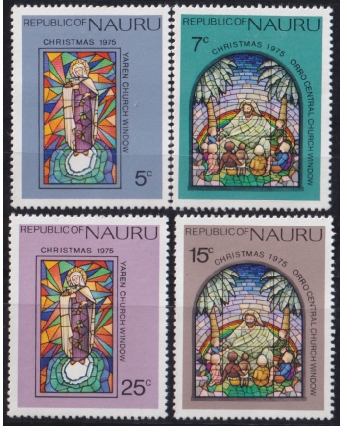 F-EX52574 NAURU IS MNH 1975 CHRISTMAS NAVIDAD RELIGION GLASSES PAINTING CHURCH.