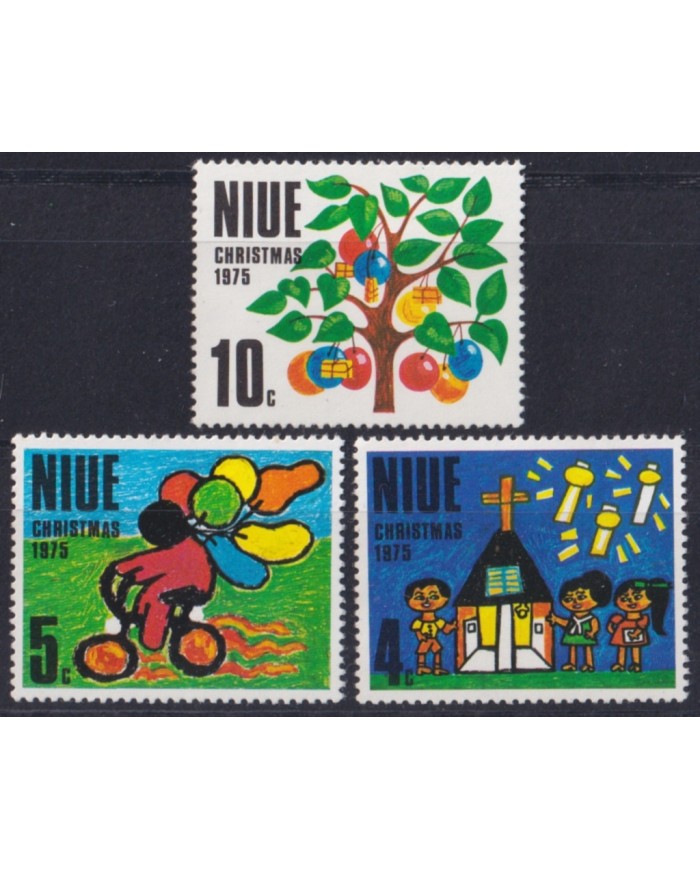 F-EX52546 NIUE MNH 1975 CHRISTMAS NAVIDAD CHILD DRAWING RELIGION.