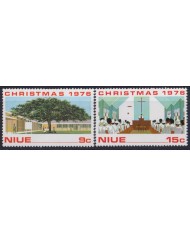 F-EX52545 NIUE MNH 1976 CHRISTMAS NAVIDAD CHURCH TREE DRAWING RELIGION.