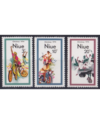F-EX52547 NIUE MNH 1974 CHRISTMAS NAVIDAD SPORT CYCLING MOTO AUTOMOVIL.