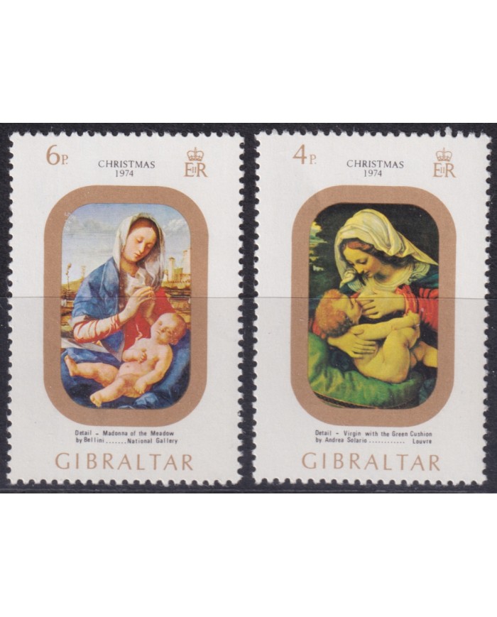 F-EX50918 GIBRALTAR MNH 1974 CHRISTMAS NAVIDAD ART PAINTING.