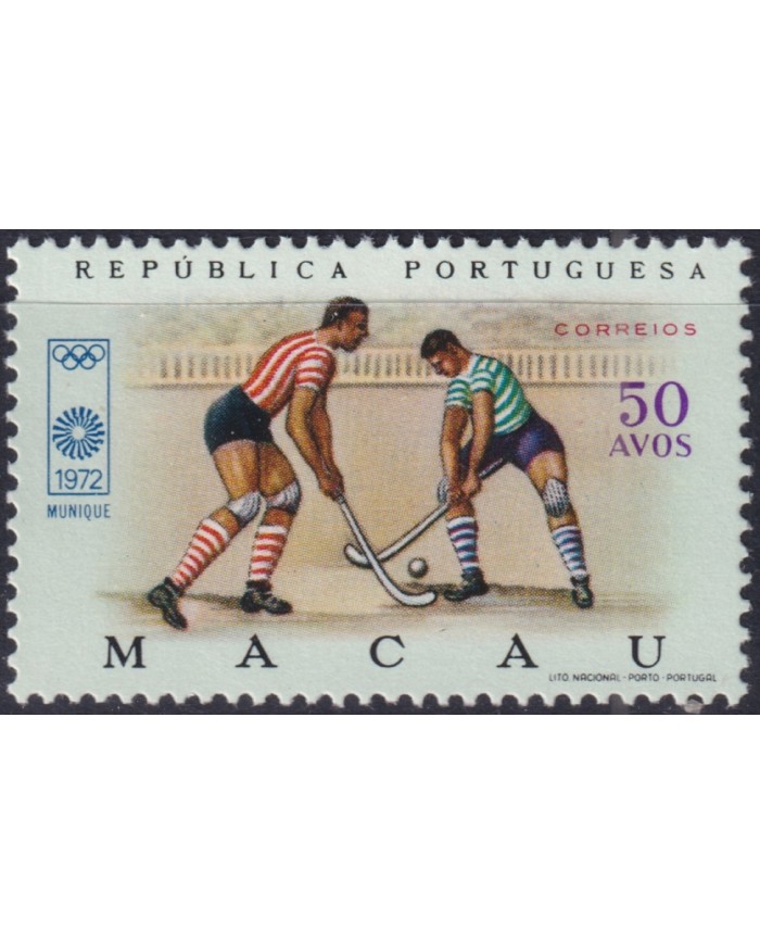 F-EX51119 MACAU PORTUGAL MLH 1972 OLYMPIC GAMES MUNICH HOCKEY.
