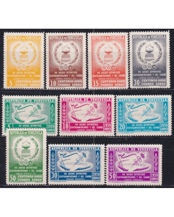 F-EX51163 VENEZUELA MLH 1959 PANAMERICAN & CARIBBEAN GAMES