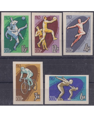 F-EX50775 RUSSIA 1963 MNH SPORT IMPERF CYCLING BASKET SOCCER SWIMMING GYMNASTICS.