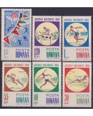 F-EX50800 RUMANIA 1964 MNH SPORT BALKAN GAMES ATHLETISM JAVELIN