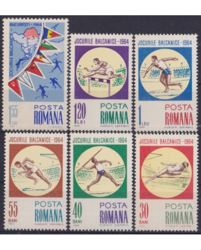 F-EX50800 RUMANIA 1964 MNH SPORT BALKAN GAMES ATHLETISM JAVELIN