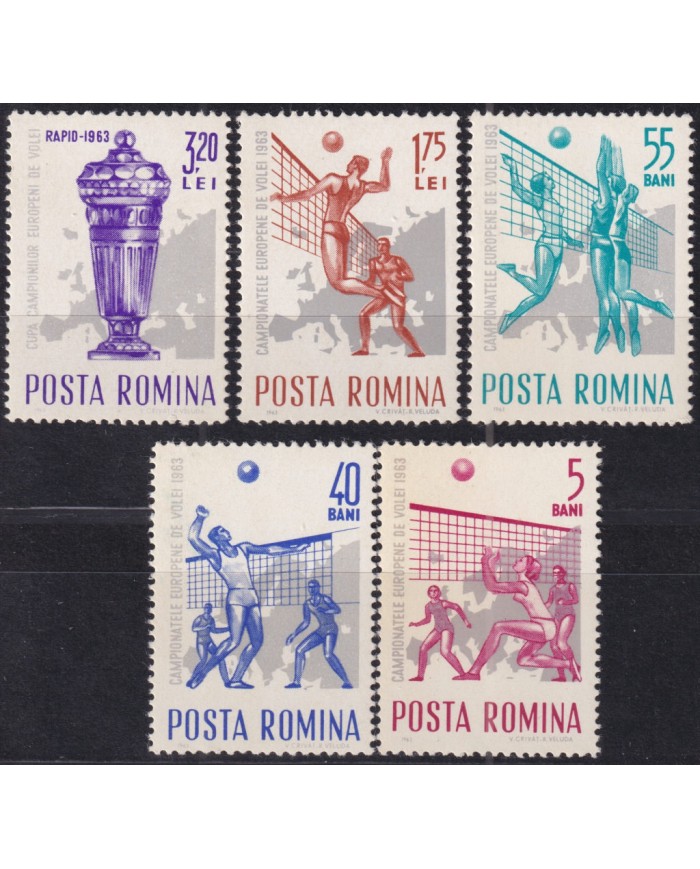 F-EX50823 RUMANIA 1963 MNH SPORT VOLLEYBALL EUROPEAN CHAMPIONSHIP.