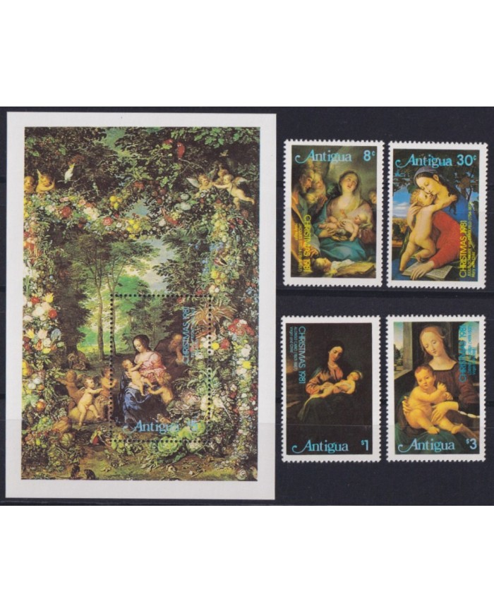F-EX52764 ANTIGUA MNH 1980 CHRISTMAS NAVIDAD PAINTING ART ALONSO CANO CHNORR.