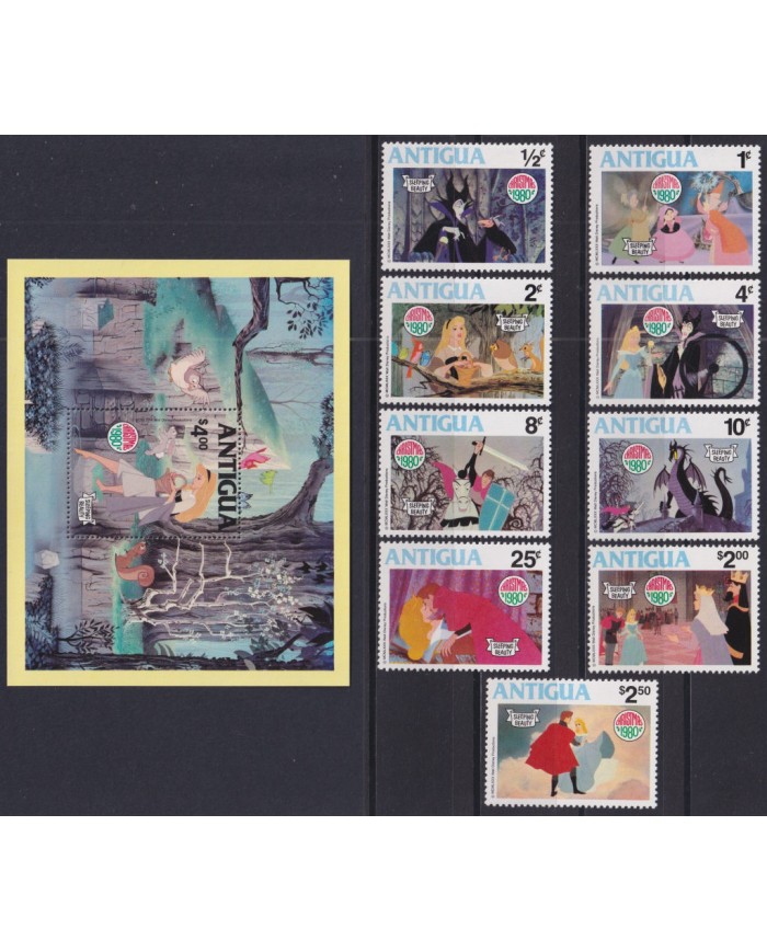 F-EX51925 ANTIGUA MNH 1980 CHRISTMAS NAVIDAD WALT DISNEY SLEEPY BEAUTY.
