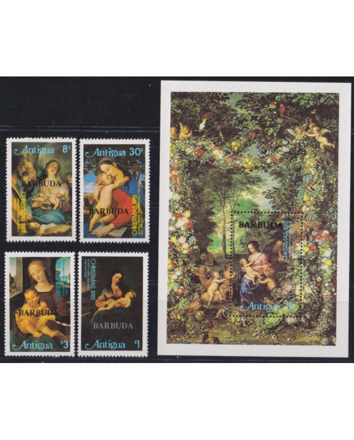 F-EX52765 BARBUDA MNH 1980 CHRISTMAS NAVIDAD PAINTING ART ALONSO CANO CHNORR.