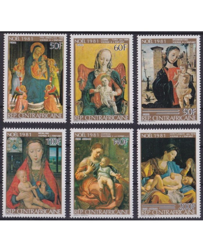F-EX52766 CENTRAL AFRICA MNH 1979 CHRISTMAS NAVIDAD ART PAINTING CORREGE MEMLING FRA ANGELICO BRAMANTINO.