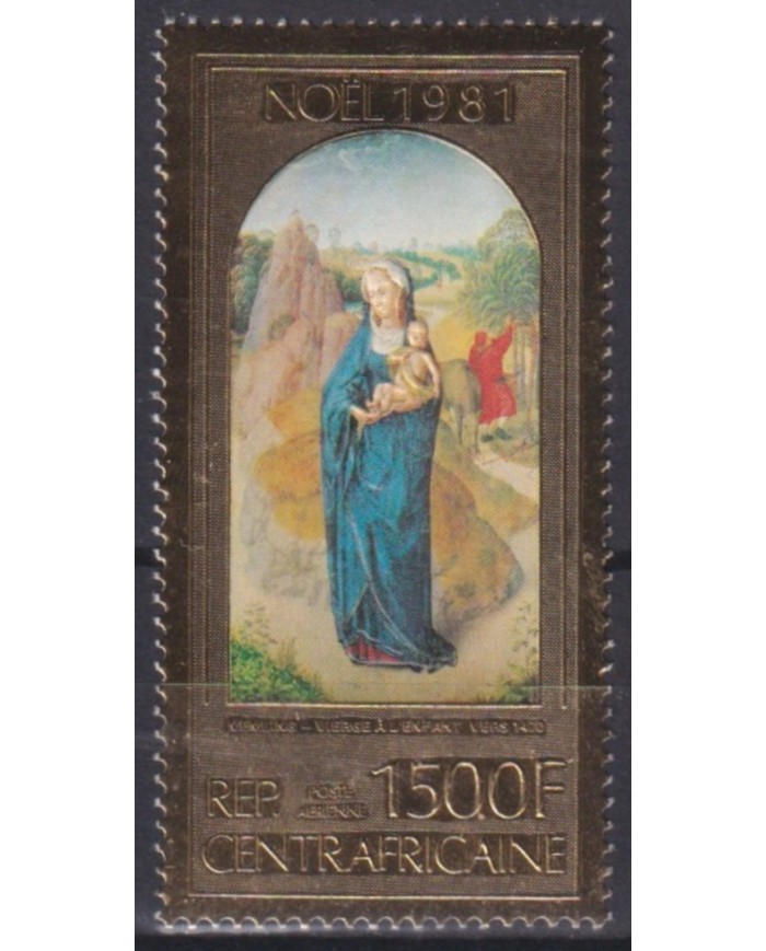 F-EX52797 CENTRAL AFRICA MNH 1979 CHRISTMAS NAVIDAD ART PAINTING GOLDEN EMBOSSED.