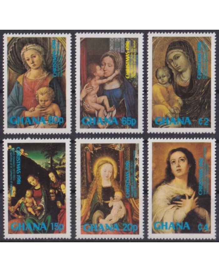 F-EX52769 GHANA MNH 1981 CHRISTMAS NAVIDAD ART PAINTING MURILLO LIPPI METSU CRANACH.