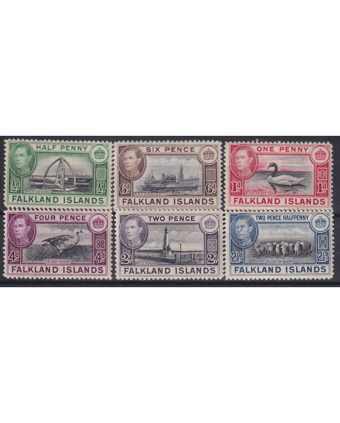 F-EX18217 FALKLAND IS MH FAUNA BIRD SWAN SHEEP UPLAND GOOSE.