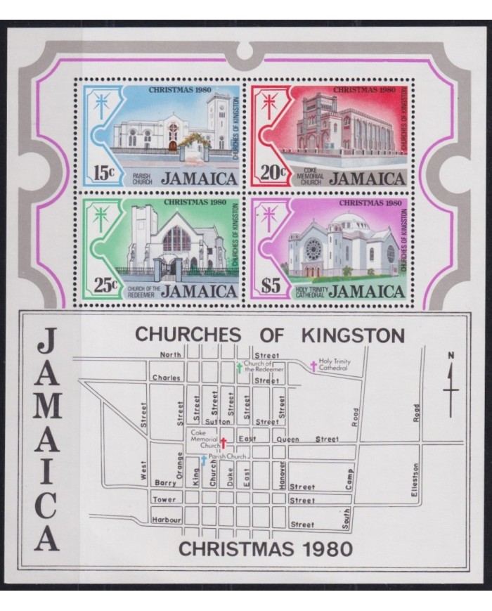 F-EX51929 JAMAICA MNH 1980 CHRISTMAS NAVIDAD ARCHITECTURE CHURCHS RELIGION.