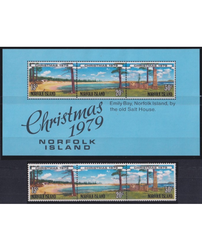F-EX51937 NORFOLK IS MNH 1979 CHRISTMAS NAVIDAD BEACH LANDSCAPE.