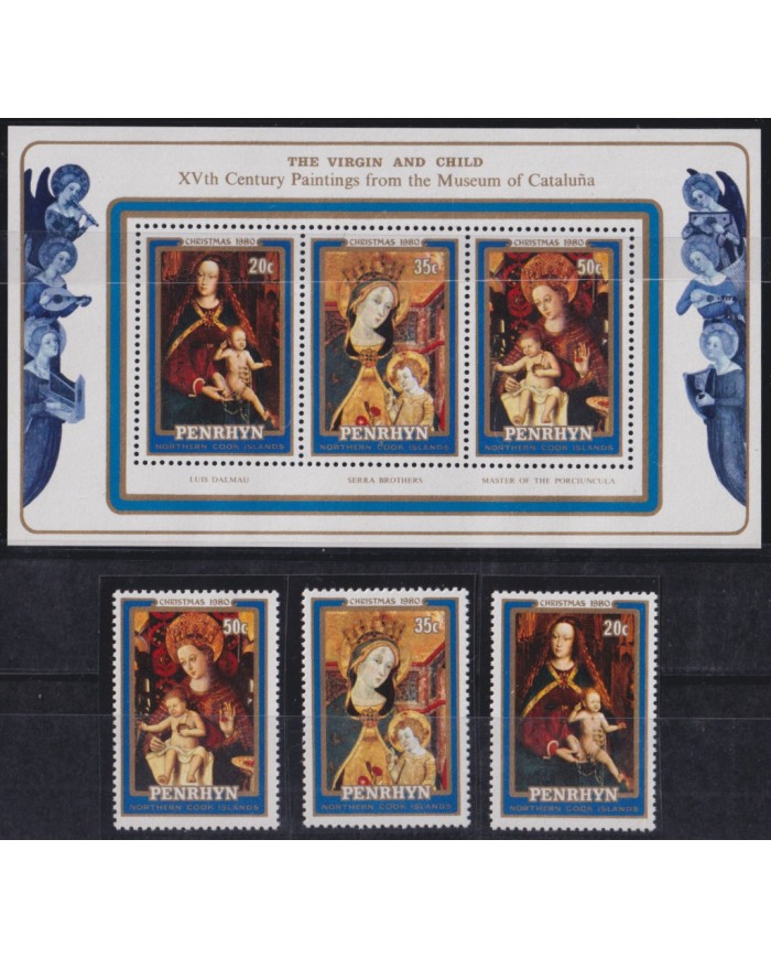F-EX52795 PENRHYN MNH 1980 CHRISTMAS NAVIDAD MEDIEVAL ART PAINTING DALMAU SERRA BROTHER.