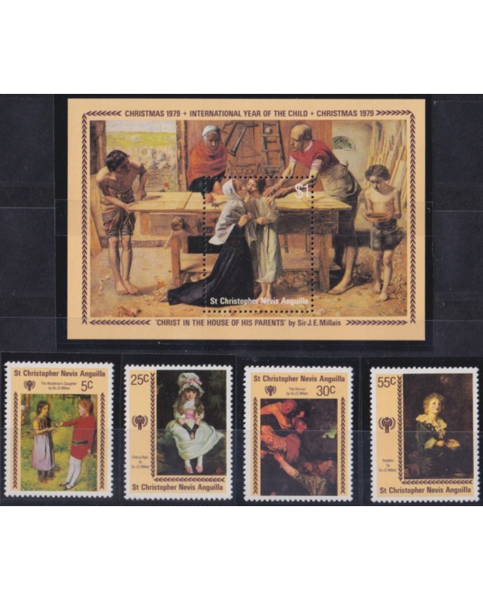 F-EX52808 ST CHRISTOPHER NEVIS ANGUILLA MNH 1981 CHRISTMAS NAVIDAD ART MILLAIS.