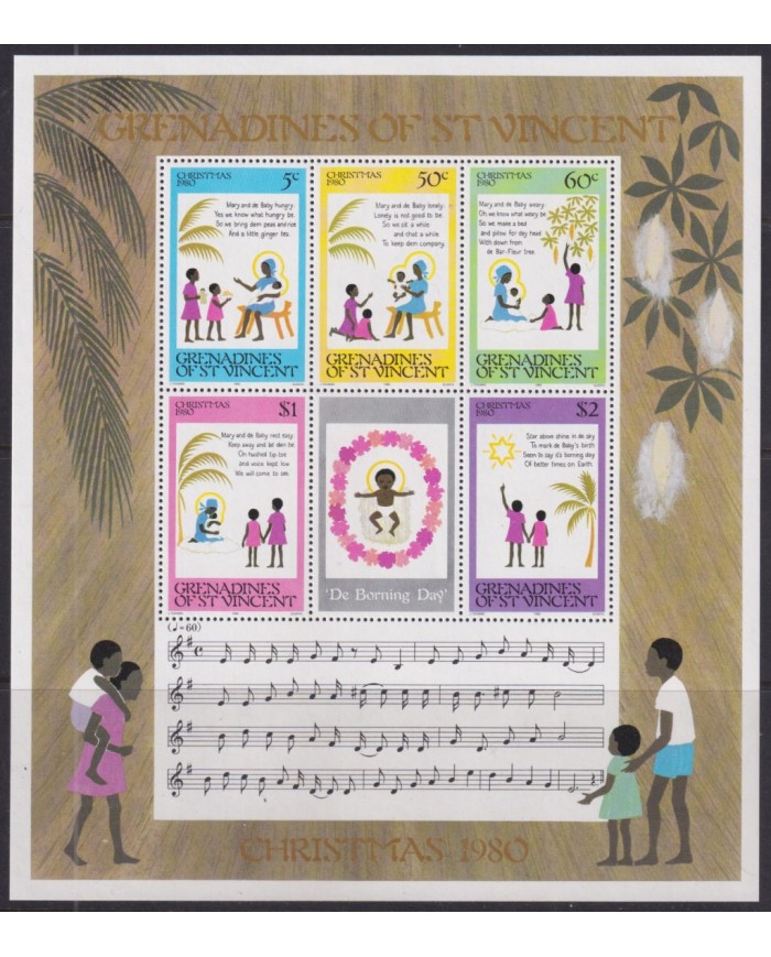 F-EX48151 GRENADINES & ST VINCENT MNH 1980 CHRISTMAS NAVIDAD ART MUSICS.