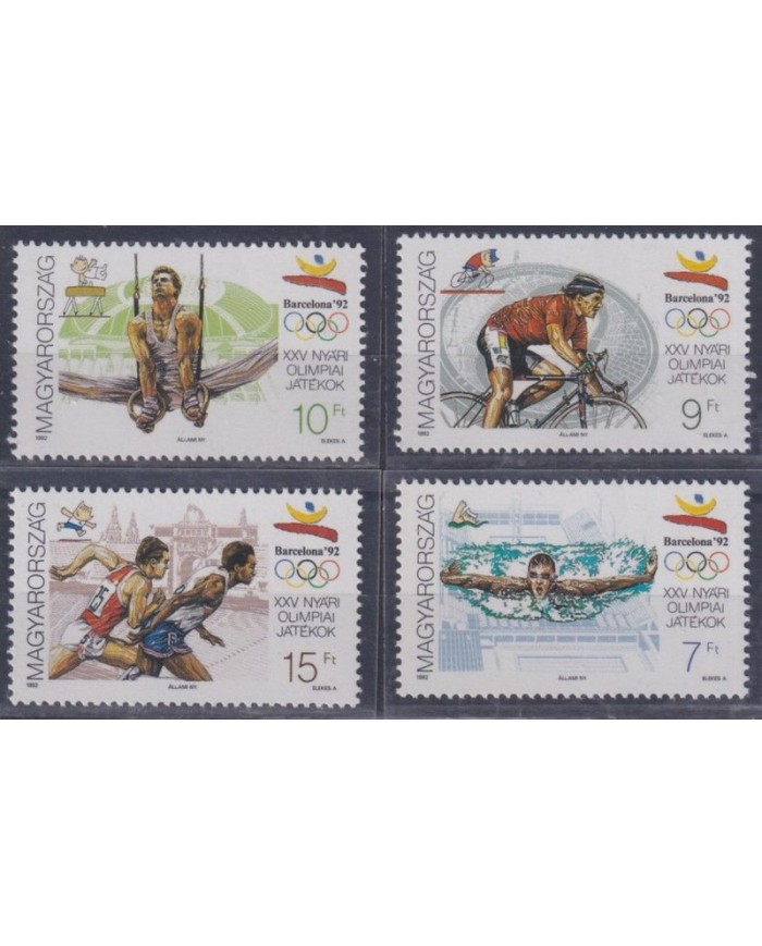 F-EX53280 HUNGARY MNH 1992 OLYMPIC GAMES BARCELONA CICLING SWIMMING ATHLETISM.