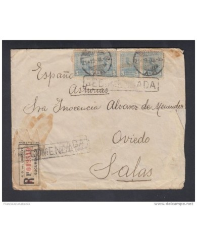*F-EX1260 URUGUAY REGISTERED COVER TO SPAIN 1925