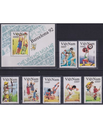 F-EX53311 VIETNAM MNH 1991 OLYMPIC GAMES BARCELONA TENNIS CICLING JUDO SOCCER.