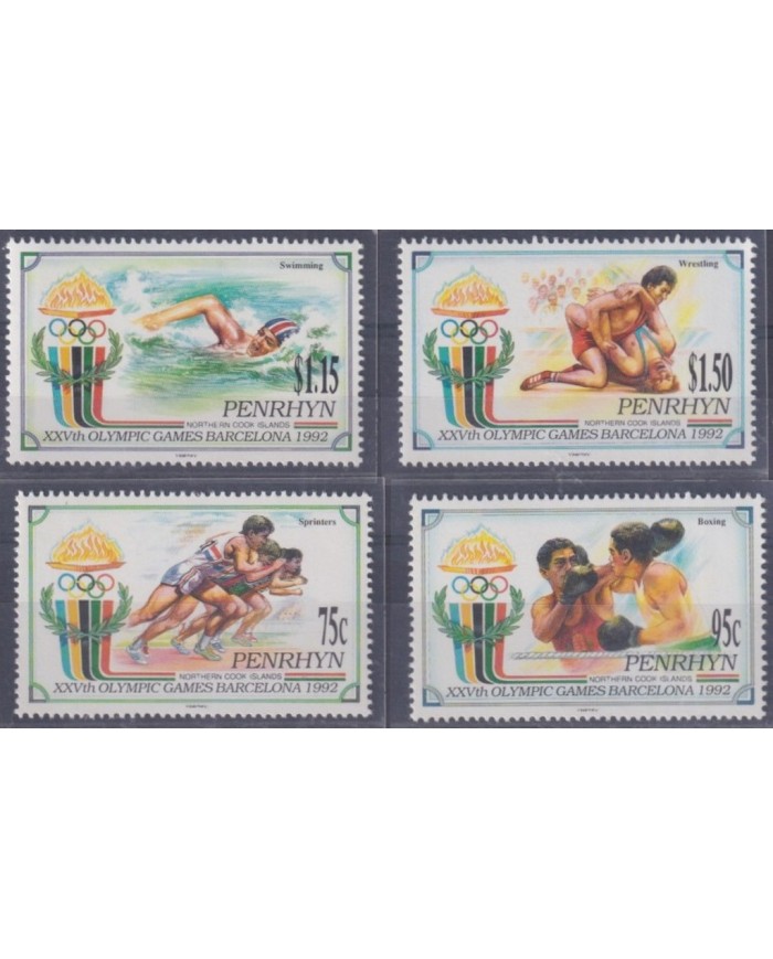 F-EX53322 PENRHYN MNH 1992 OLYMPIC BARCELONA ATHLETISM SPRINTERS BOXING WRESTLING.
